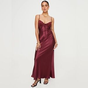 Princess Polly Fadyen Bias Cut Maxi Dress Burgundy